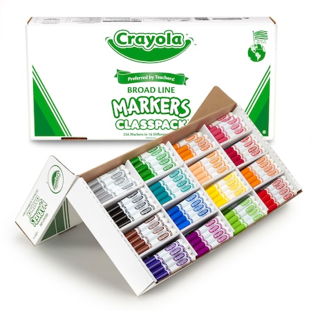 Crayola Original Formula Marker Classpack , Broad Line, 16 Colors, PK256 BIN588201